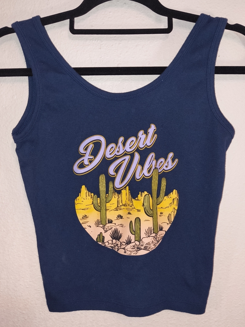 Inspired Culture Desert Vibes Graphic Tank Top Blue Cotton Size Large